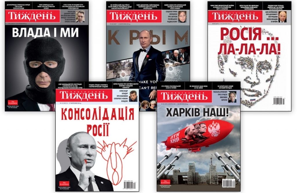 Putin auf allen Titeln - das ukrainische Politikmagazin „Tischden“ - „Die Woche“.