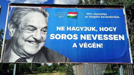 Die aktuelle Plakatkampagne der ungarischen Regierung 