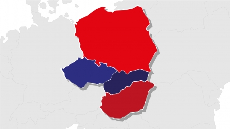So sehen sie sich gerne: Die V4-Staaten im Herzen Europas. (Illustration: Büro Farbe)