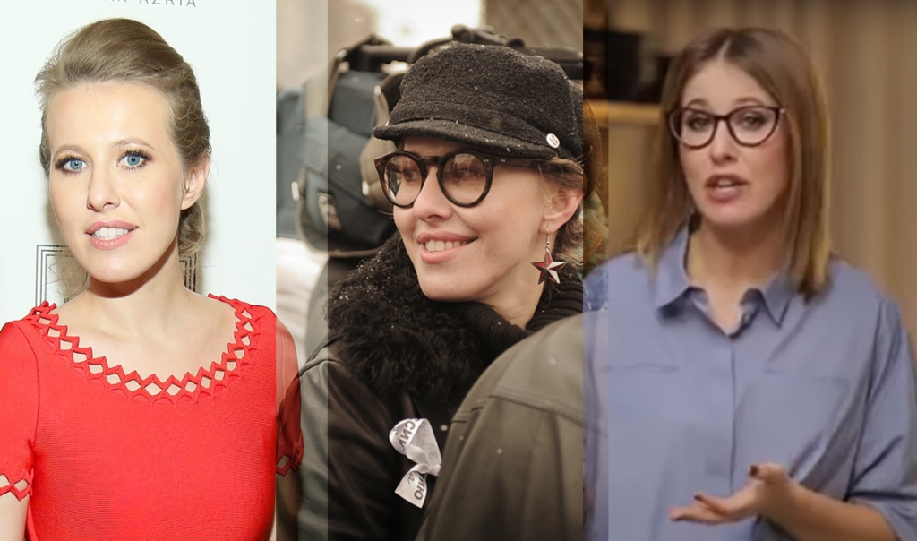 Xenia Sobtschak - Model 2013, Demonstrantin 2012 und Präsidentschaftskandidatin 2017 / Fotos: l.CC BY-SA 3.0 , m:Evgeniy Isaev CC BY 2.0 r:Screenshot Youtube