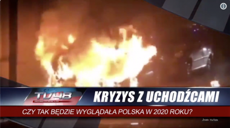 „Flüchtlingskrise. Wird so Polen 2020 aussehen?“ Einblendung des eigens für den Wahlwerbespot erfundenen Fernsehesenders TV48. Die Botschaft der PiS: Wenn die Opposition bei den Kommunalwahlen gewinnt, droht Gewalt und Chaos./ Screenshot: Twitter-Account @pisorgpl