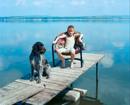 Evzen Sobek photographed his series "life in blue" on the shores of the artificial lakes with an old medium-format camera.